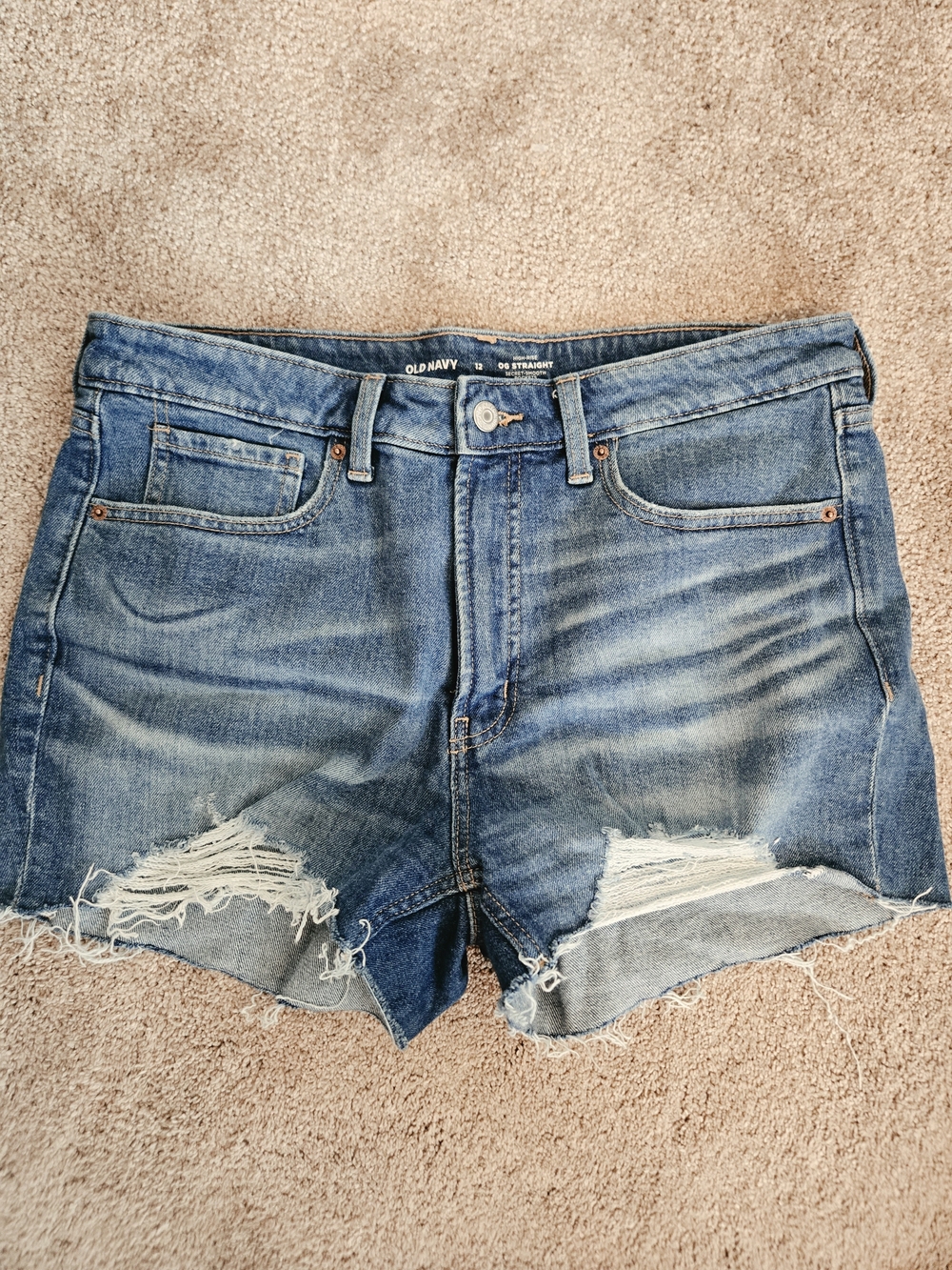Old Navy Distressed Blue Denim Jean Cutoff Shorts 12